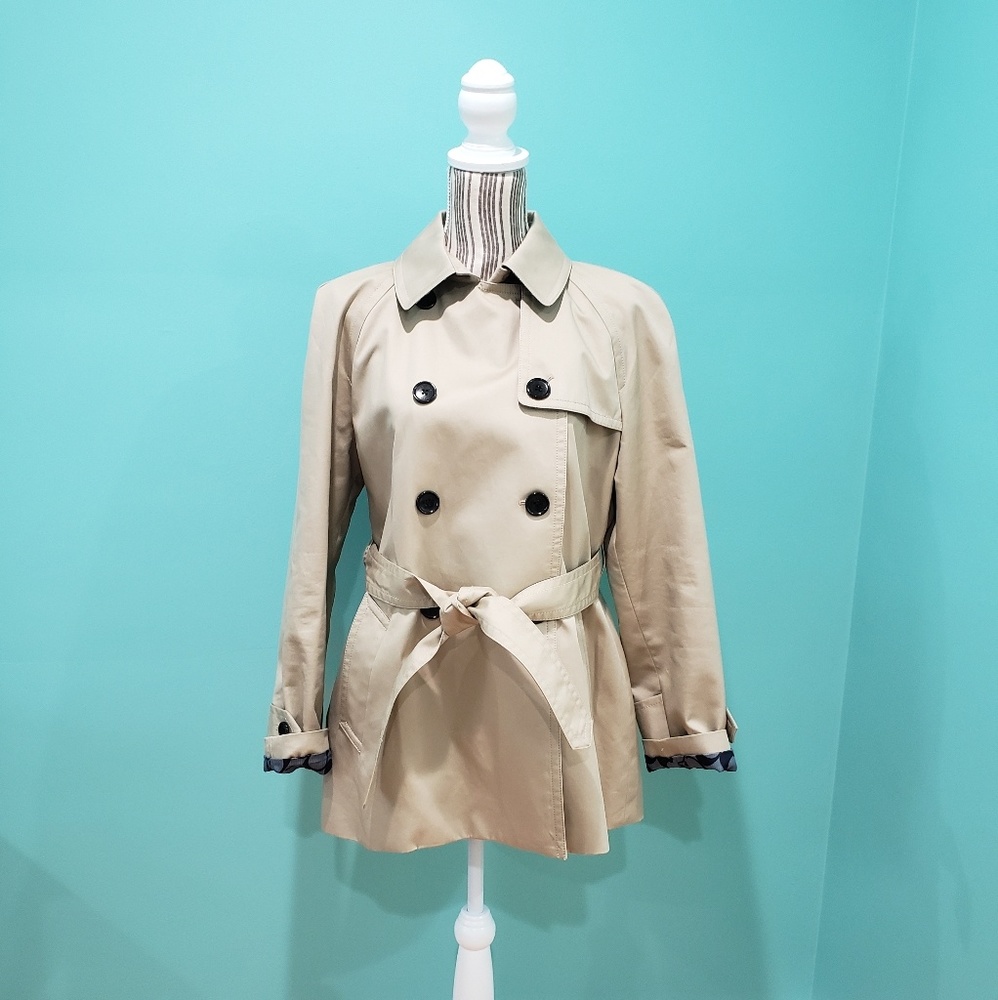Coach tan trench coat with blue C lining